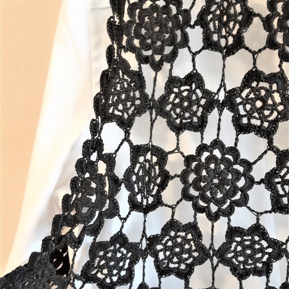 Floral Crochet Knit Boho  Black Vest - Picture 6 of 13